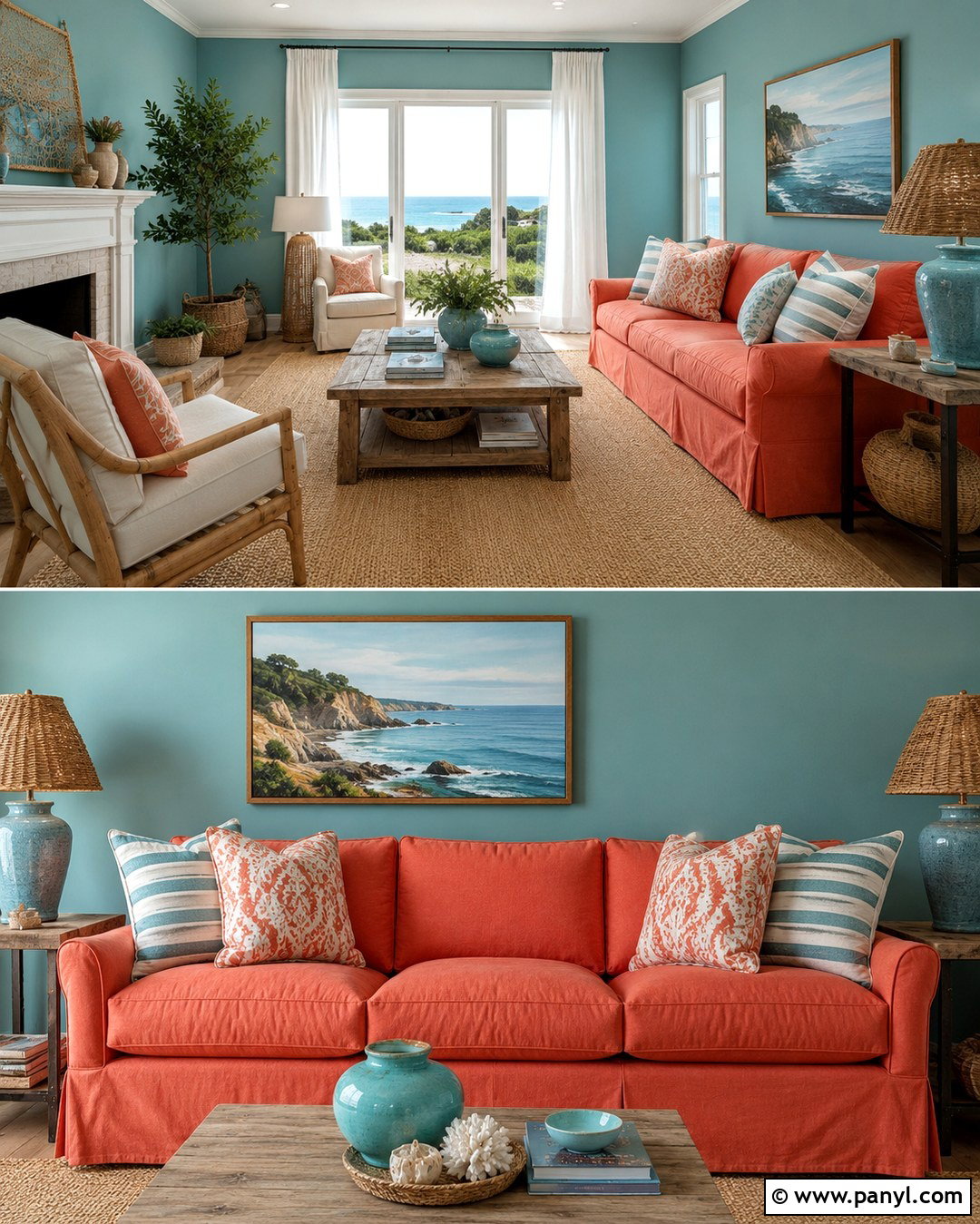 Coastal Teal Wall Orange Sofa - 20 Teal Wall Orange Sofa Ideas