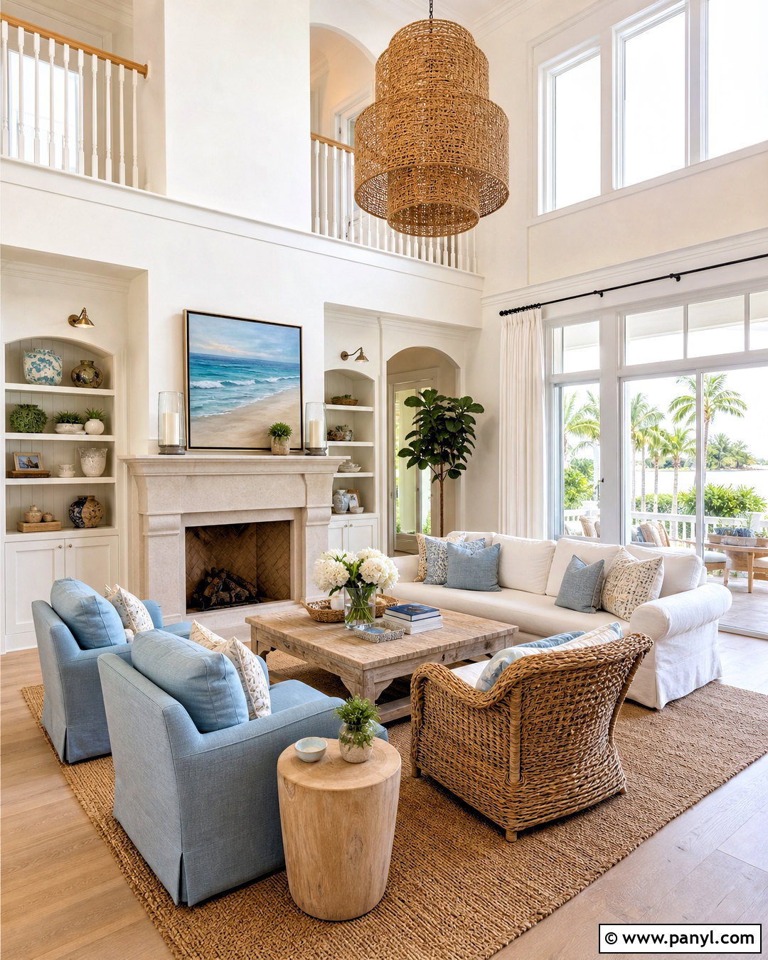 Coastal Two Story Living Room - 20 two story living room ideas