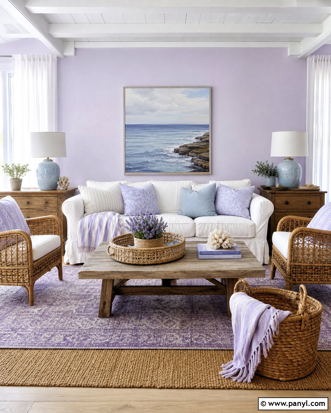 Coastal Violet Living Room - 20 violet living room ideas