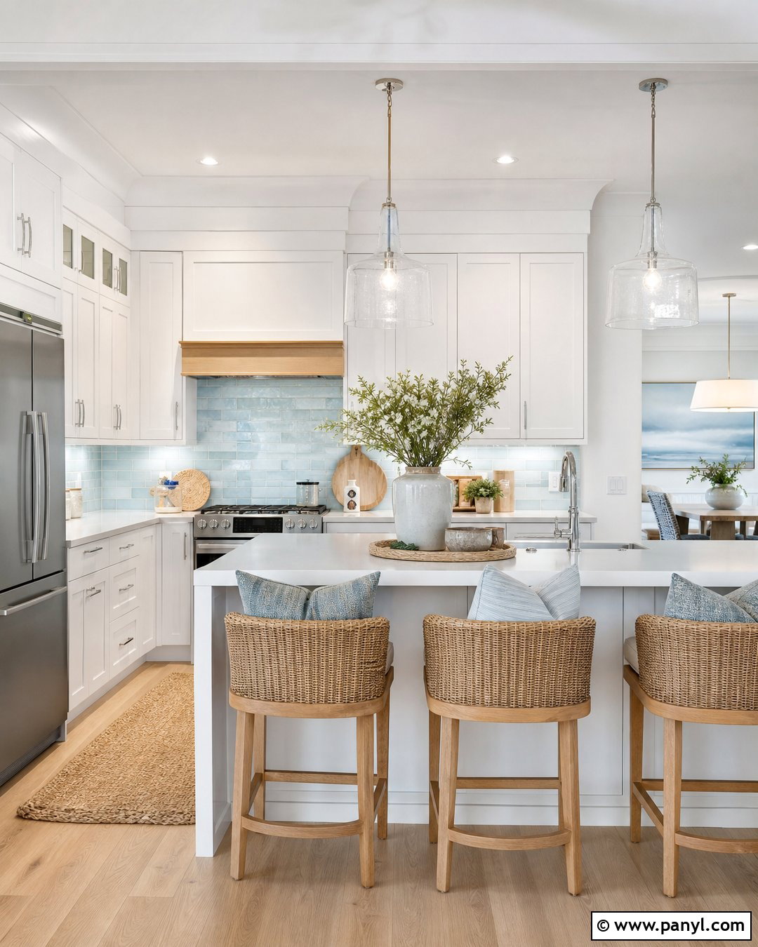 Coastal White Kitchen With Misty Gray Walls - 20 Modern White Kitchen With Gray Walls