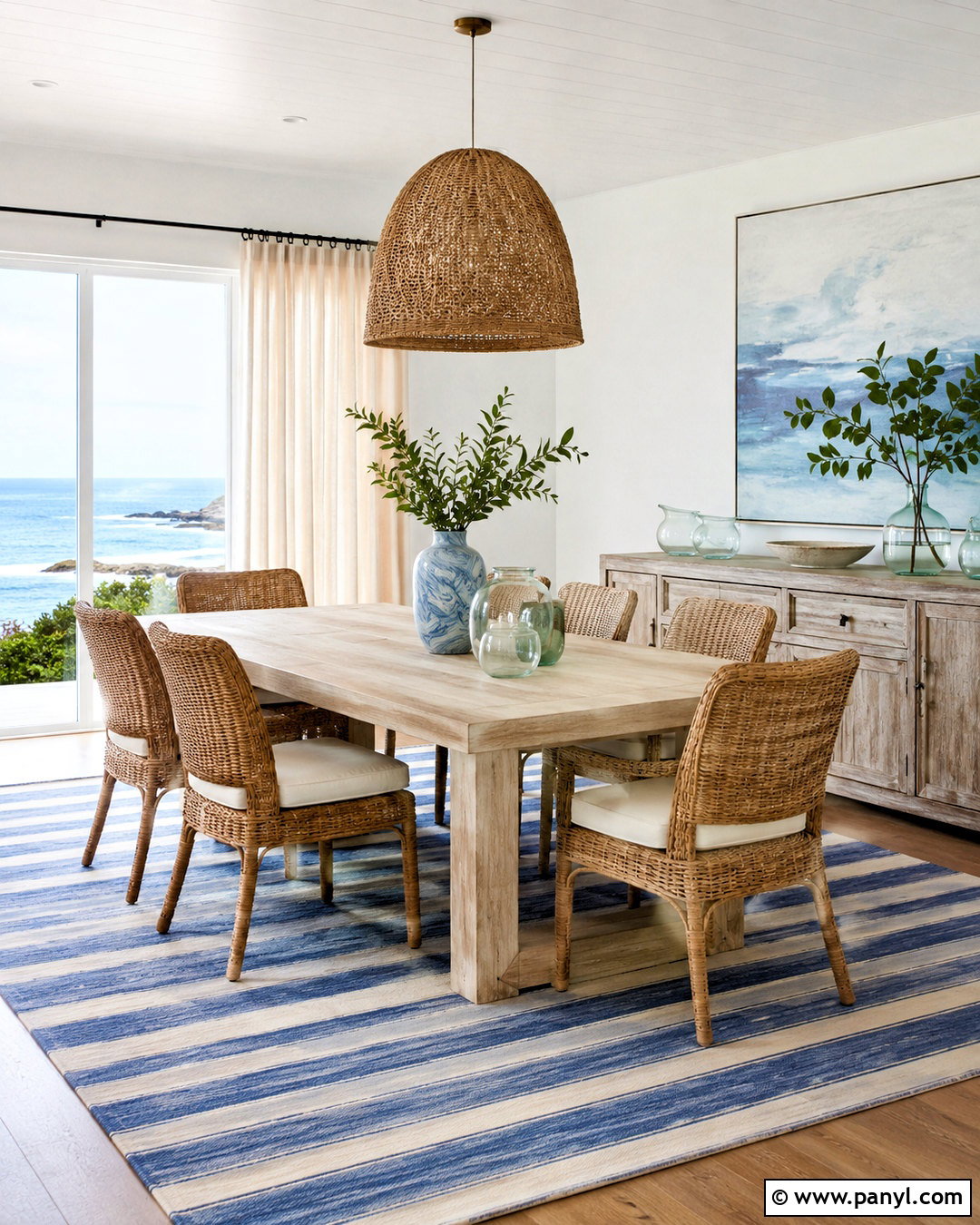 Coastal White Wall Dining Area - 20 White Wall Dining Area Ideas