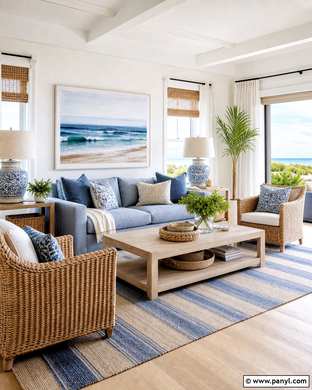 Coastal White Wall Living Room - 20 white wall living room ideas
