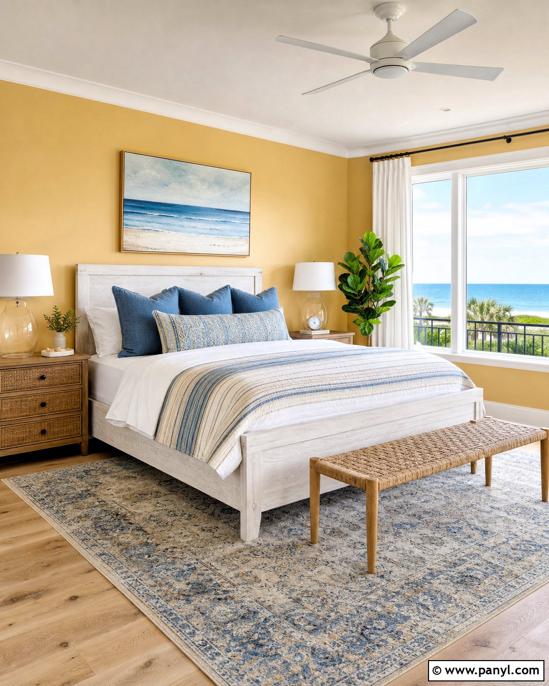 Coastal Yellow Accent Wall Bedroom - 20 yellow accent wall bedroom ideas