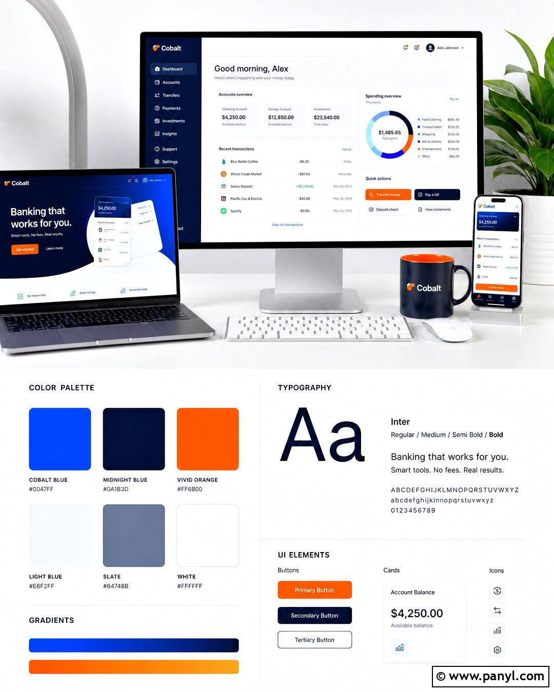 Cobalt And Orange Tech Color Palette - 20 tech colour palette ideas
