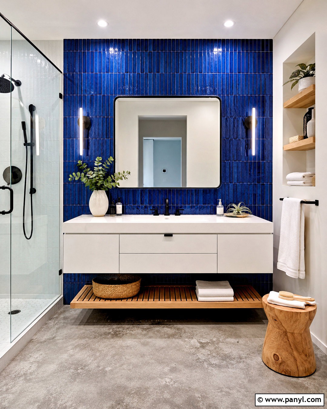 Cobalt Blue Accent Wall Bathroom - 20 modern blue bathroom ideas