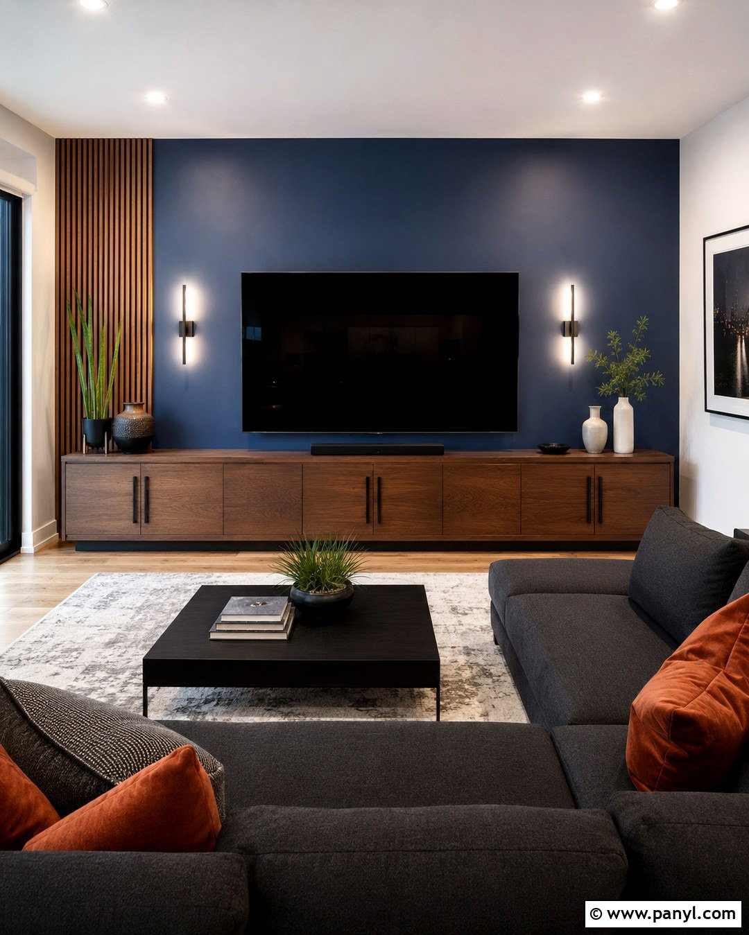 Cobalt Blue Accent Wall Behind TV - 20 Cobalt Blue Accent Wall Ideas