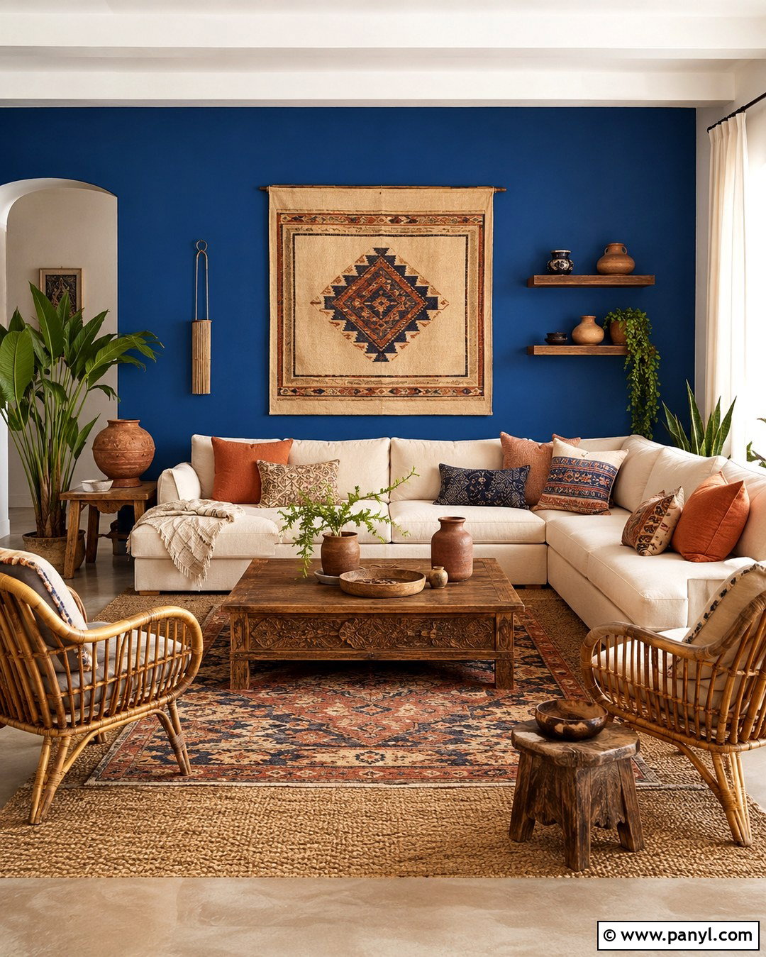 Cobalt Blue Accent Wall Boho Room - 20 Cobalt Blue Accent Wall Ideas