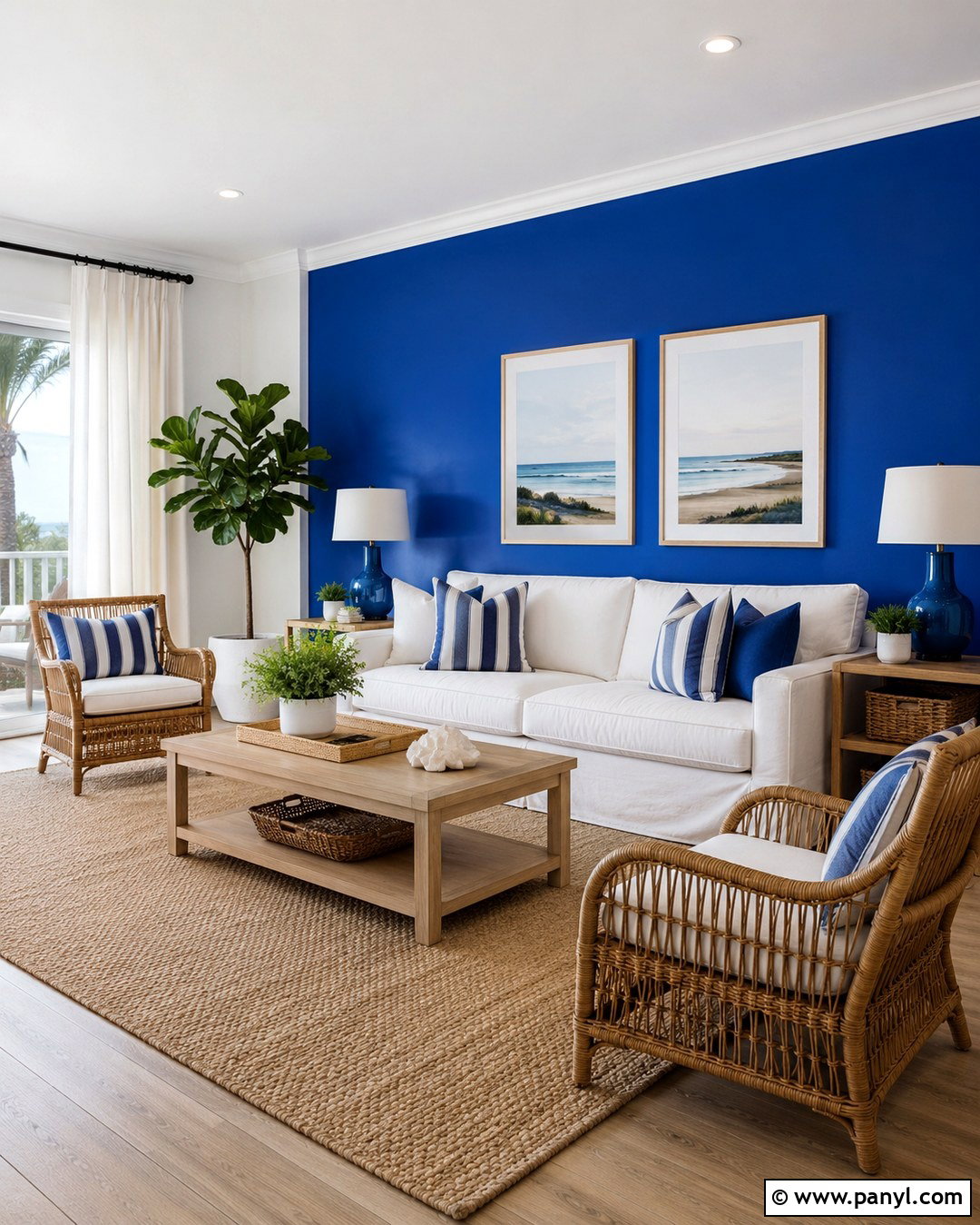 Cobalt Blue Accent Wall Coastal Room - 20 Cobalt Blue Accent Wall Ideas