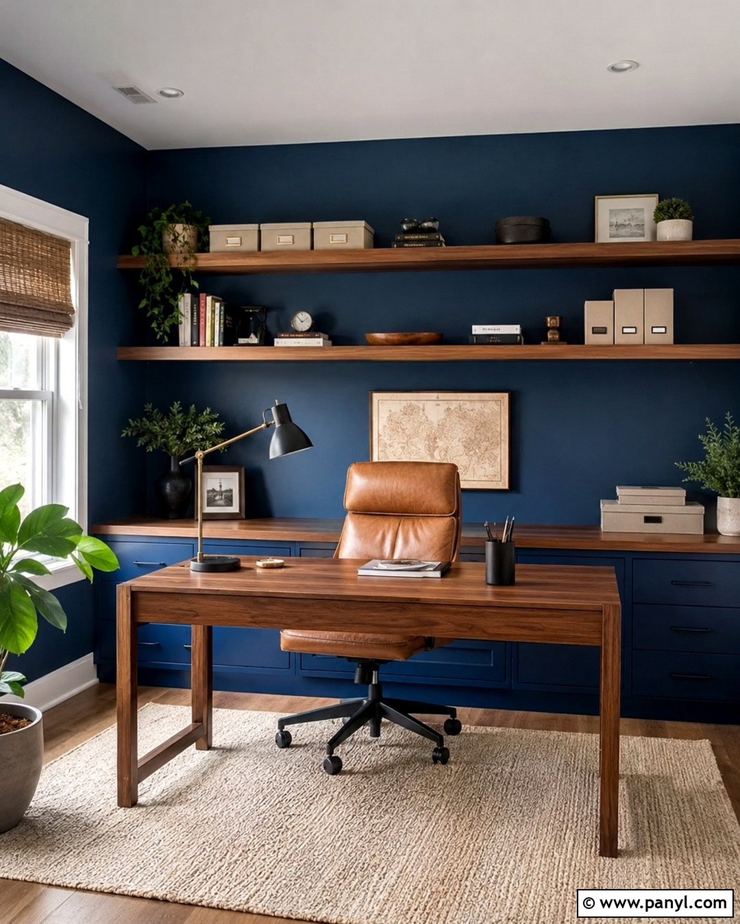 Cobalt Blue Accent Wall Home Office - 20 Cobalt Blue Accent Wall Ideas