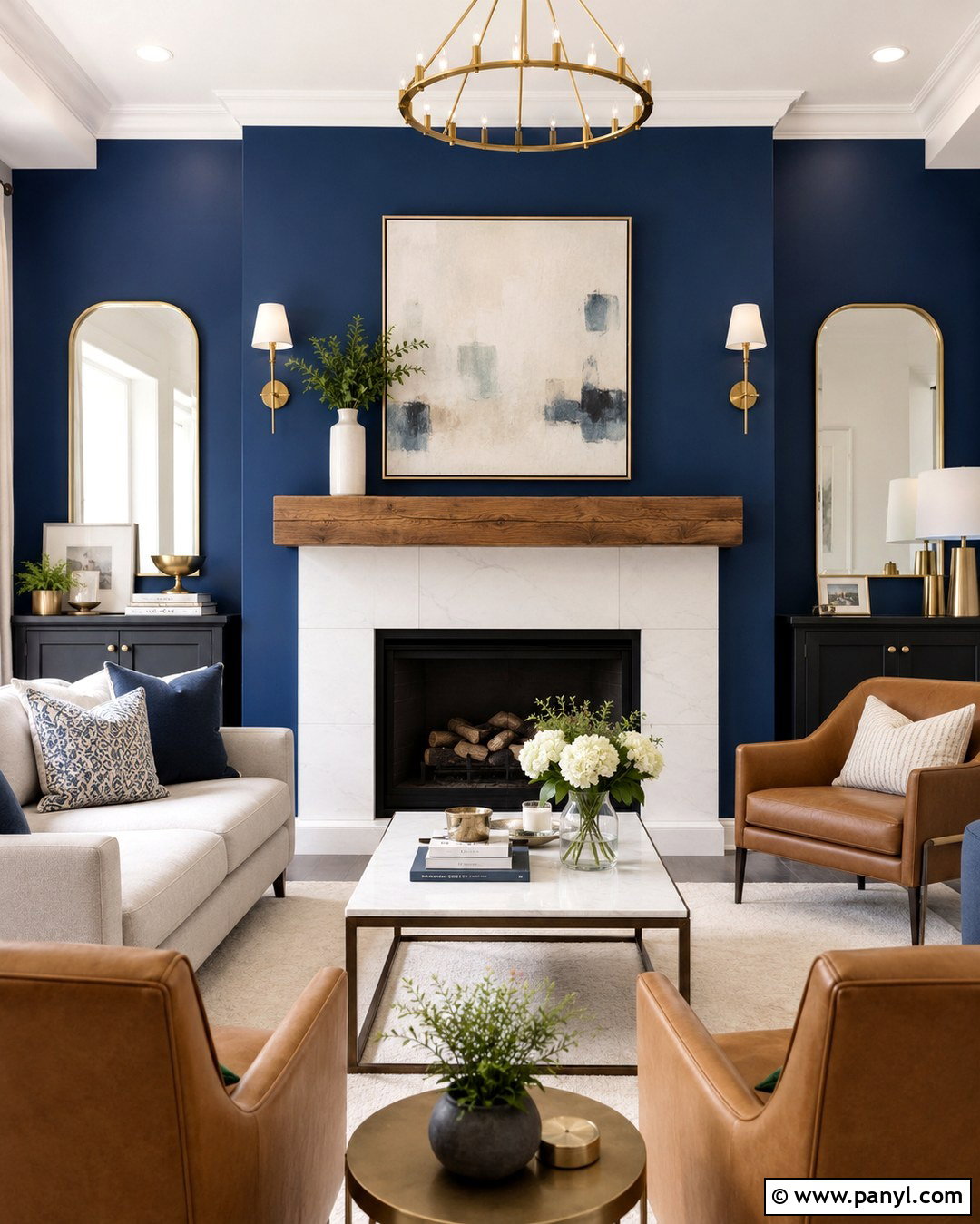 Cobalt Blue Accent Wall With Fireplace - 20 Cobalt Blue Accent Wall Ideas