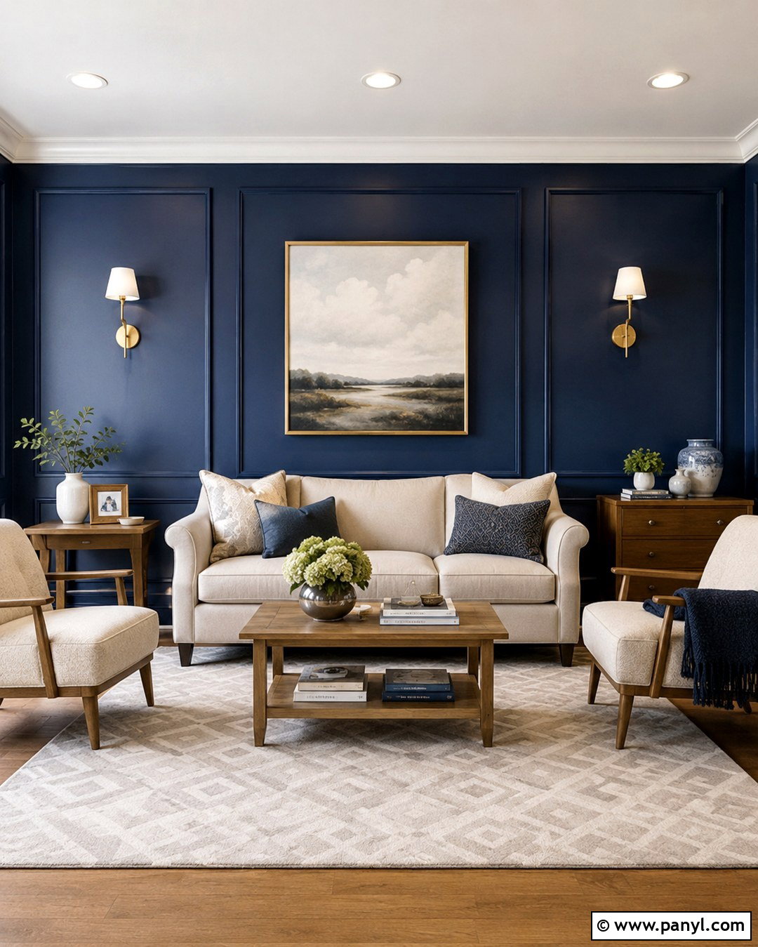 Cobalt Blue Accent Wall With Molding - 20 Cobalt Blue Accent Wall Ideas