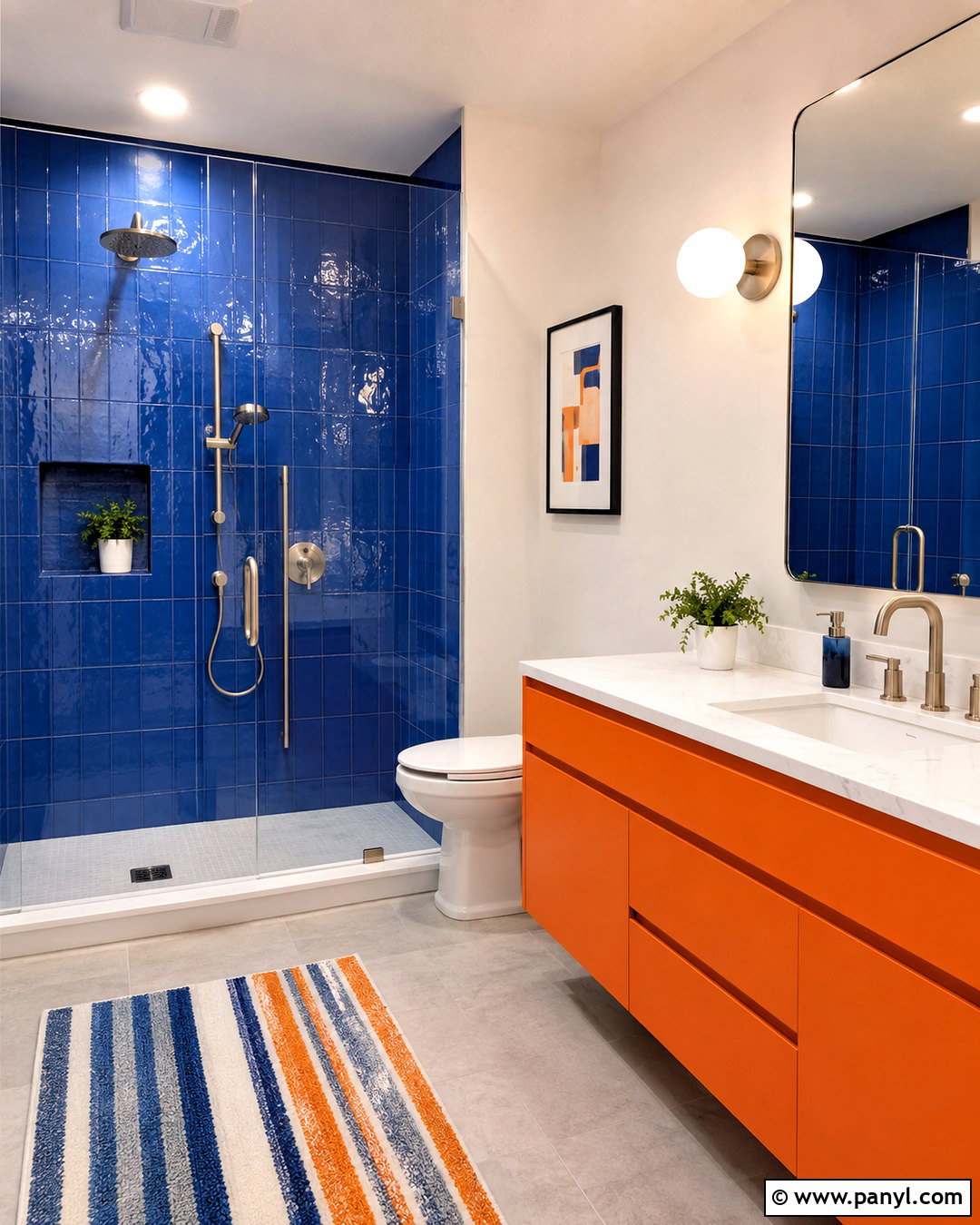 Cobalt Blue And Bright Orange Bathroom - 20 blue and orange bathroom ideas