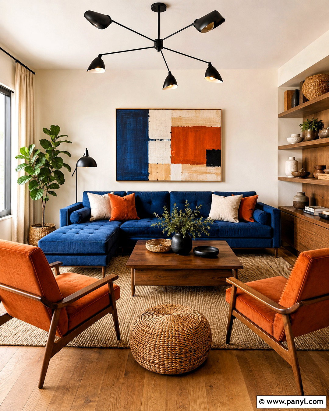 Cobalt Blue And Burnt Orange Living Room - 20 living room color combinations ideas