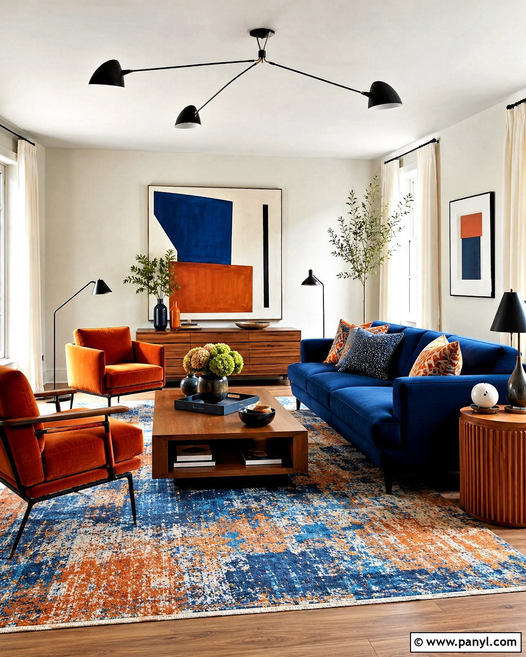 Cobalt Blue And Burnt Orange Living Room - 20 color combinations home living rooms