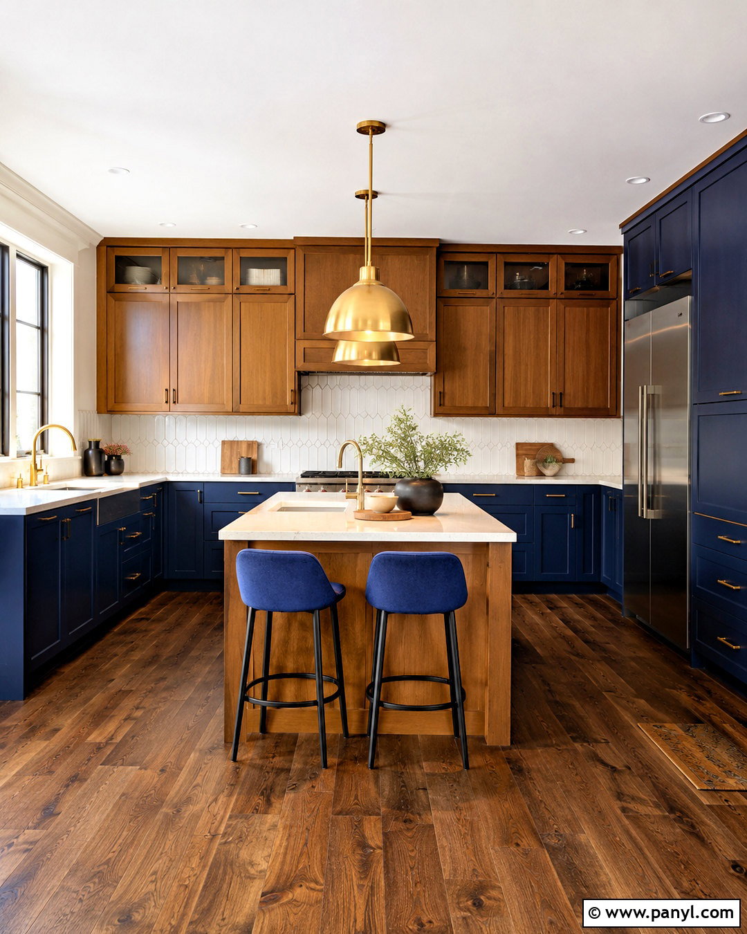 Cobalt Blue And Caramel Brown Kitchen - 20 brown and blue color palette ideas