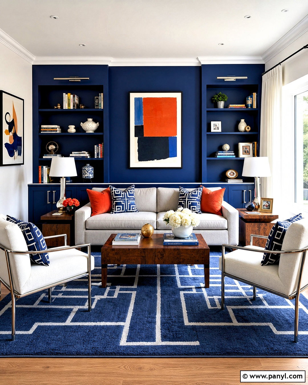 Cobalt Blue And Clean White Living Room Walls - 20 2 tone living room walls paint colors