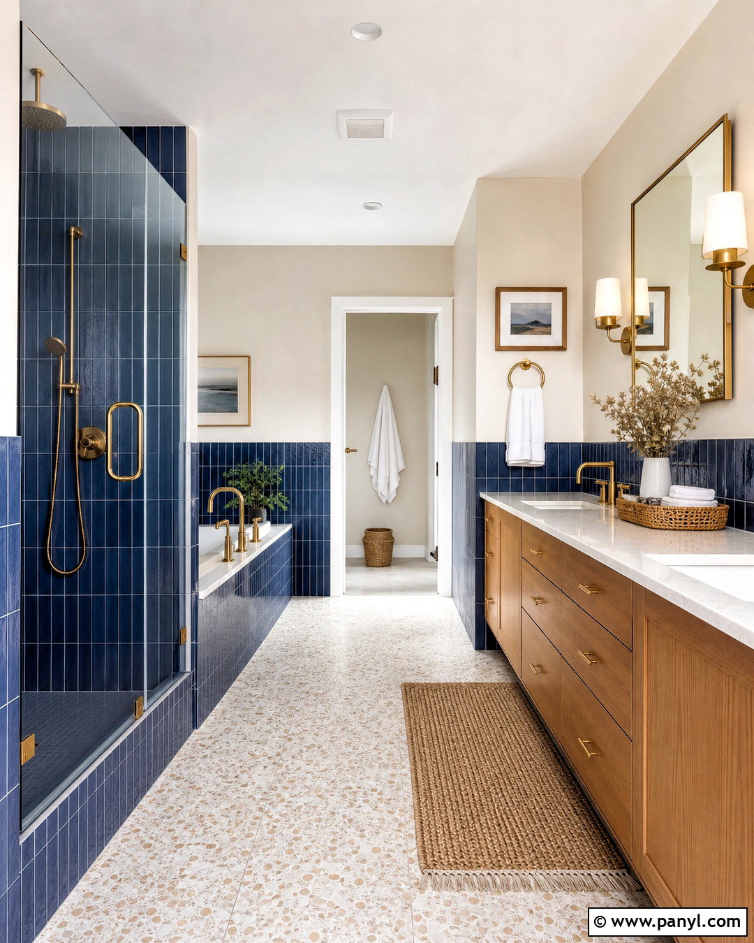 Cobalt Blue And Cream Bathroom Walls - 20 two tone bathroom walls