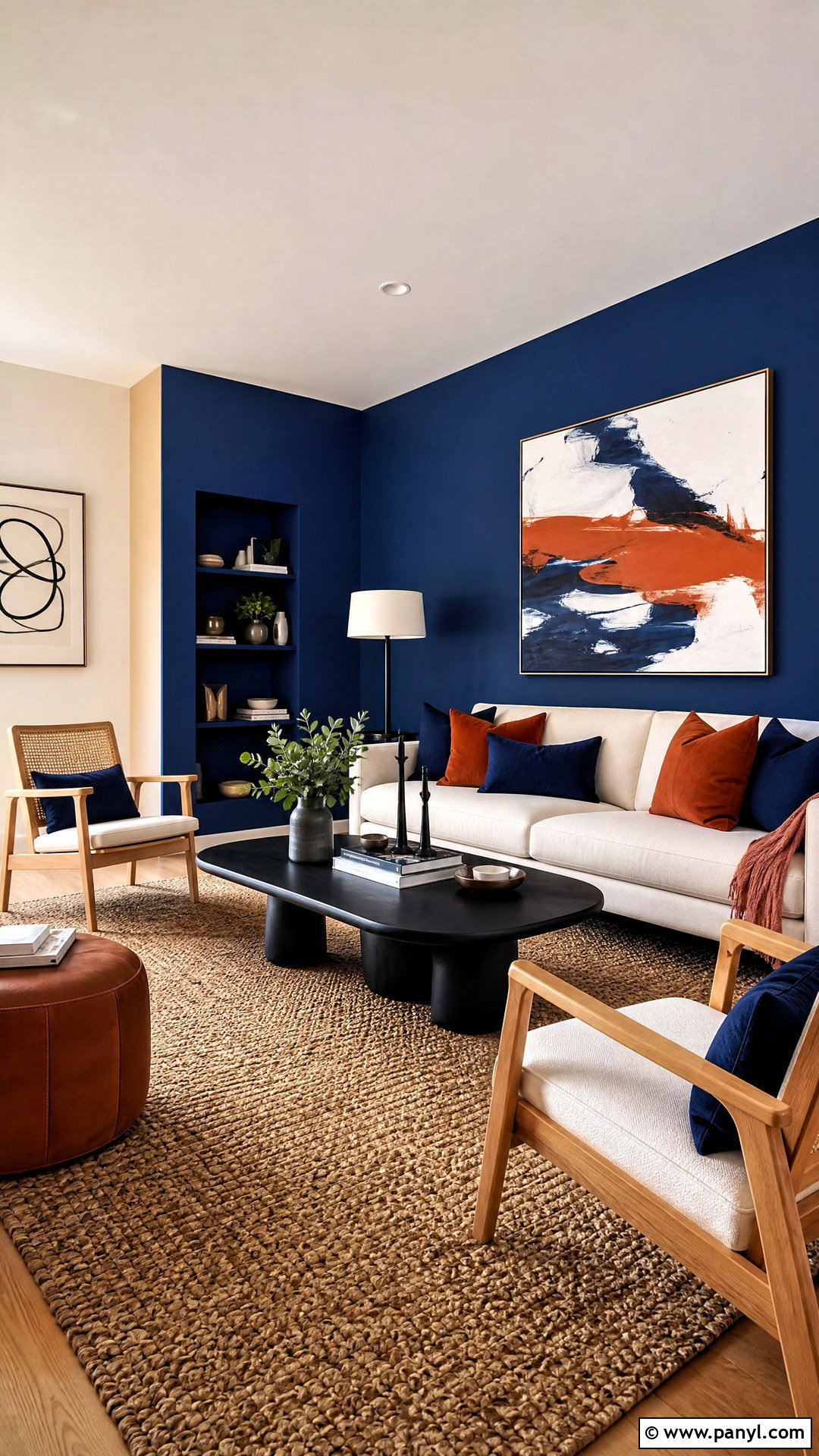 Cobalt Blue And Cream Living Room Walls - 20 2 color wall paint ideas
