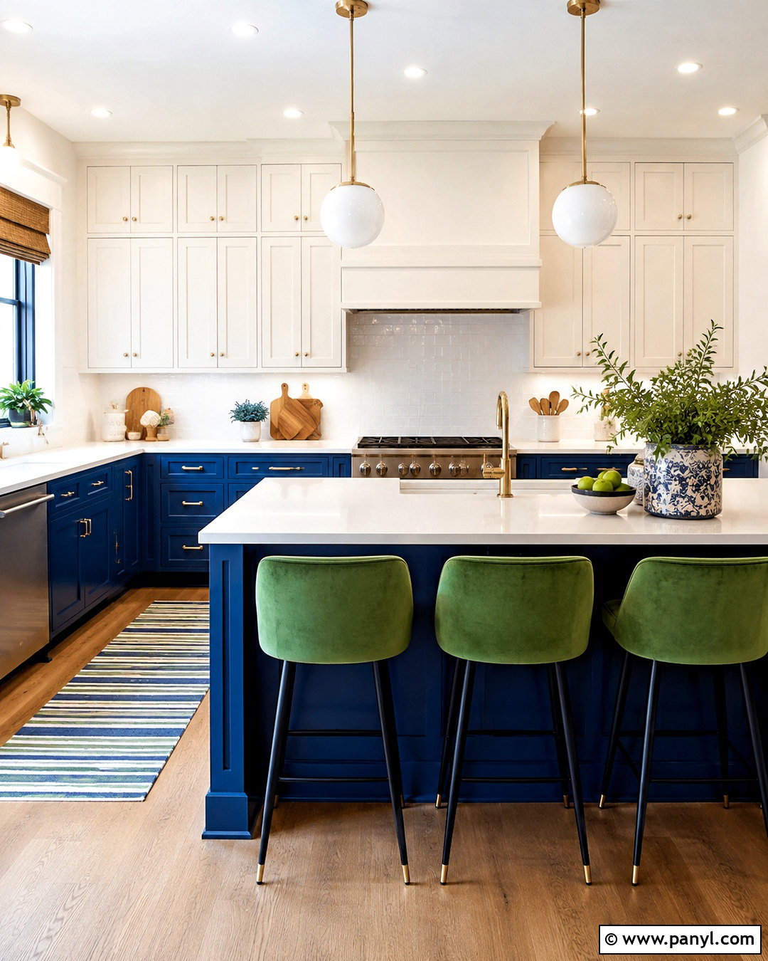 Cobalt Blue And Grass Green Kitchen - 20 blue and green color scheme ideas