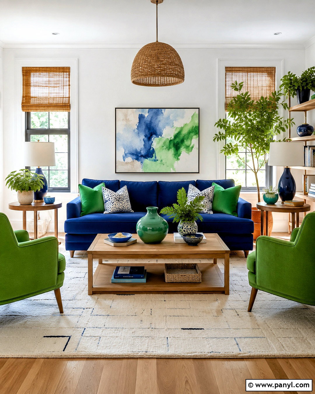 Cobalt Blue And Kelly Green Living Room - 20 blue and green living room color scheme ideas