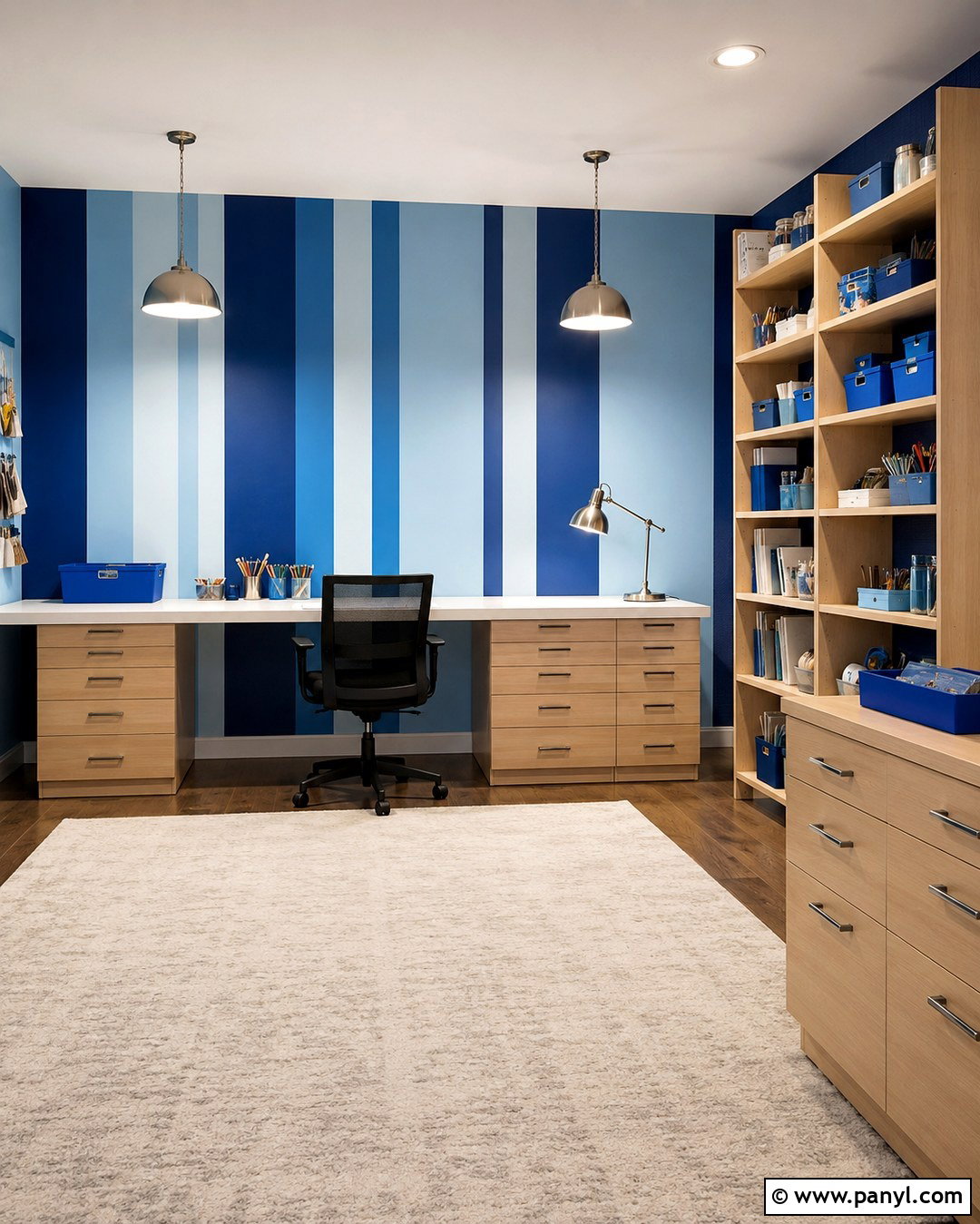Cobalt Blue And Light Blue Striped Wall - 20 Striped Wall Paint Colors
