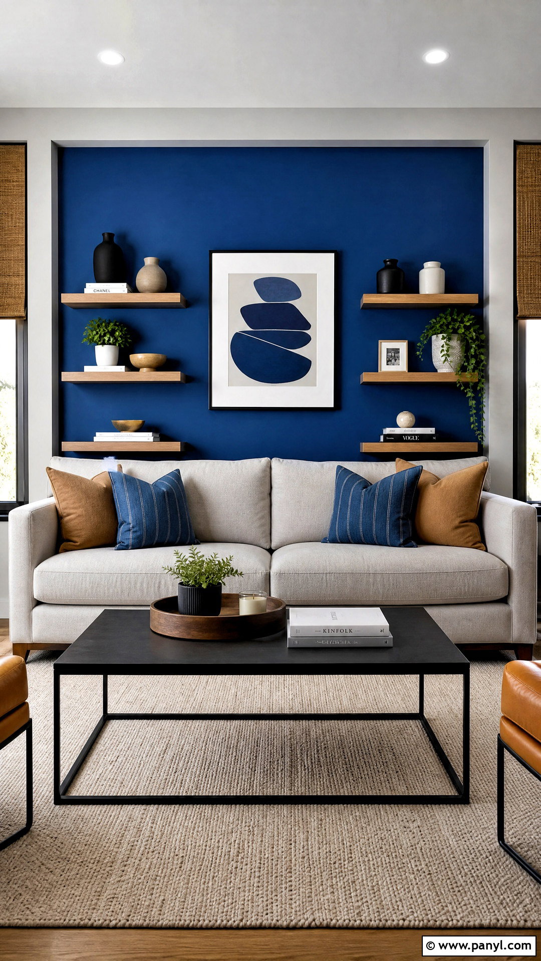 Cobalt Blue And Light Gray Accent Wall - 20 2 tone accent wall ideas