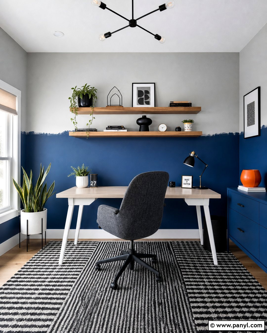 Cobalt Blue And Light Gray Half Painted Walls - 35 half and half painted walls