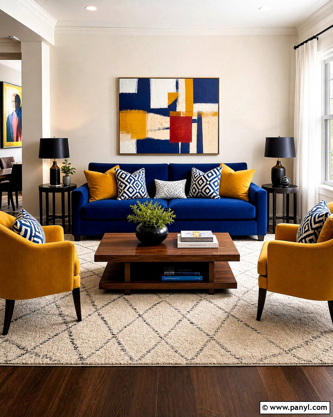 Cobalt Blue And Mustard Living Room Color Combination - 20 color combinations home ideas