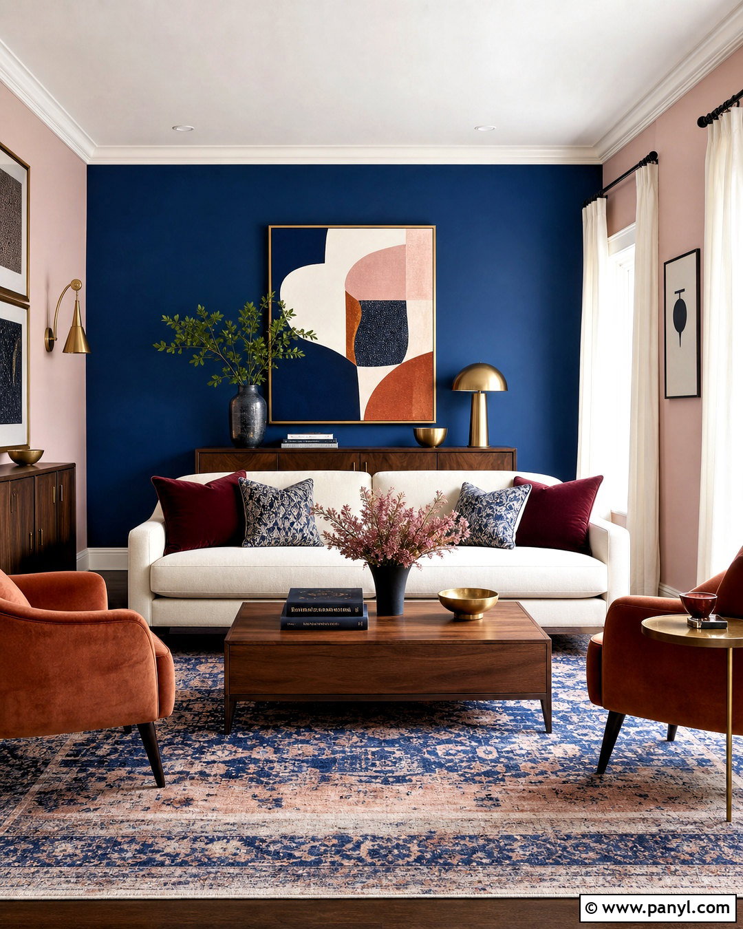 Cobalt Blue And Pale Pink Living Room Walls - 20 wall colour combinations living rooms