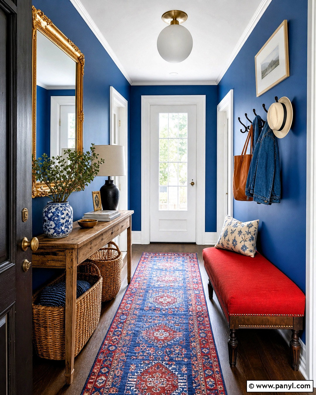 Cobalt Blue And Red Entry Room - 20 room color design ideas