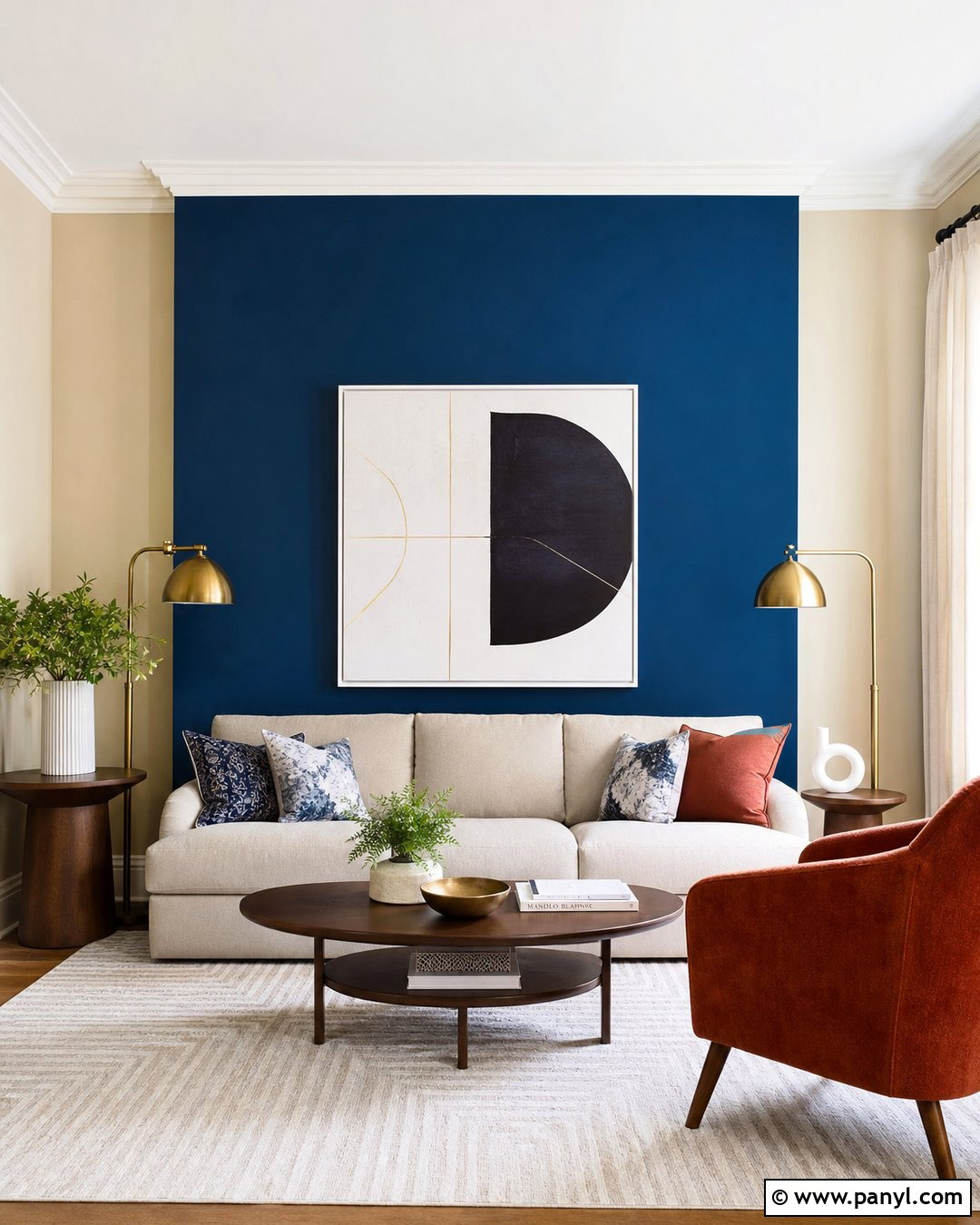 Cobalt Blue And Soft Beige Two Tone Wall - 35 2 Tone Wall Paint Ideas