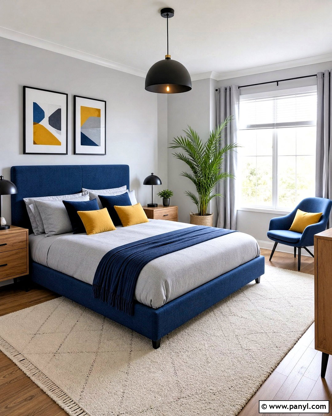 Cobalt Blue And Soft Gray Room Color Combination - 20 aesthetic room colour combination ideas