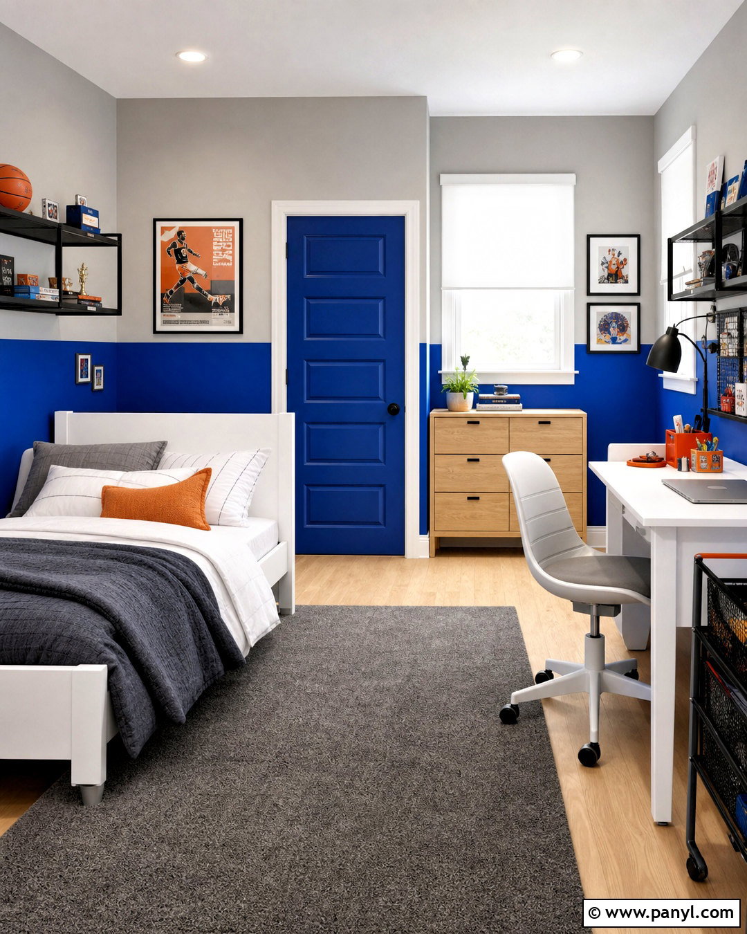 Cobalt Blue And Soft Gray Split Wall Paint - 20 split wall paint color schemes