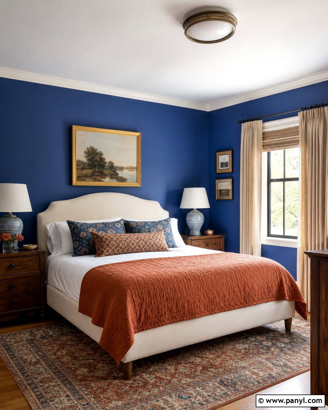 Cobalt Blue And Terracotta Guest Room - 20 Cobalt Blue Interior Paint Ideas