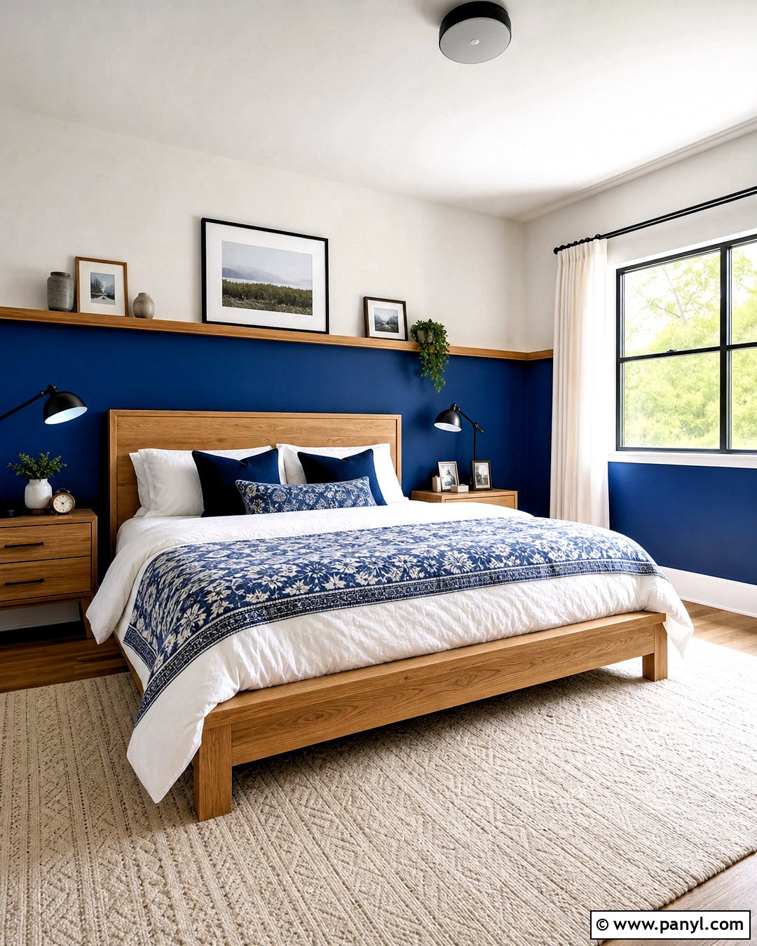 Cobalt Blue And Warm White Bedroom Walls - 20 two color bedroom walls