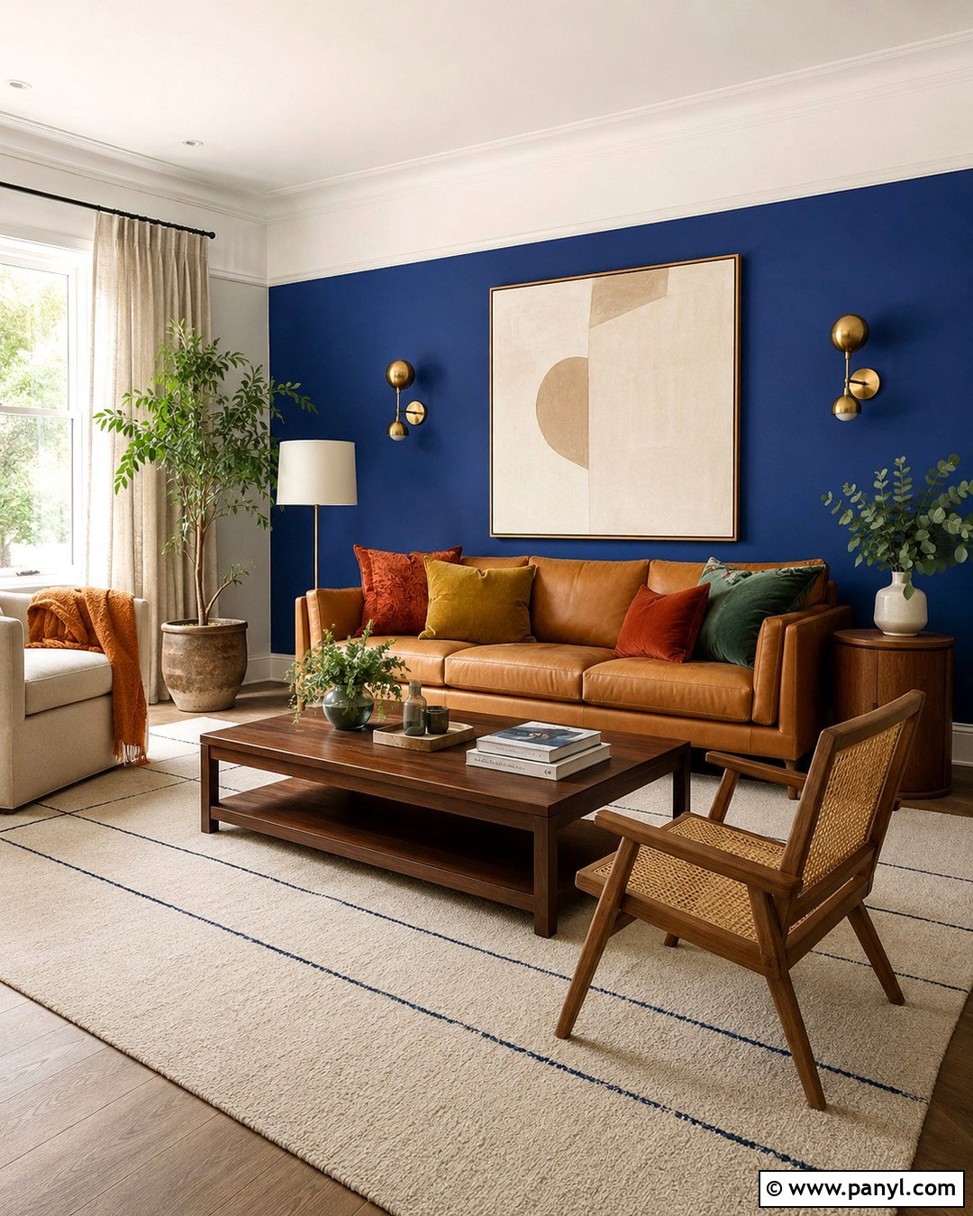 Cobalt Blue And Warm White Living Room Walls - 20 Living Room Color Combination Wall Ideas