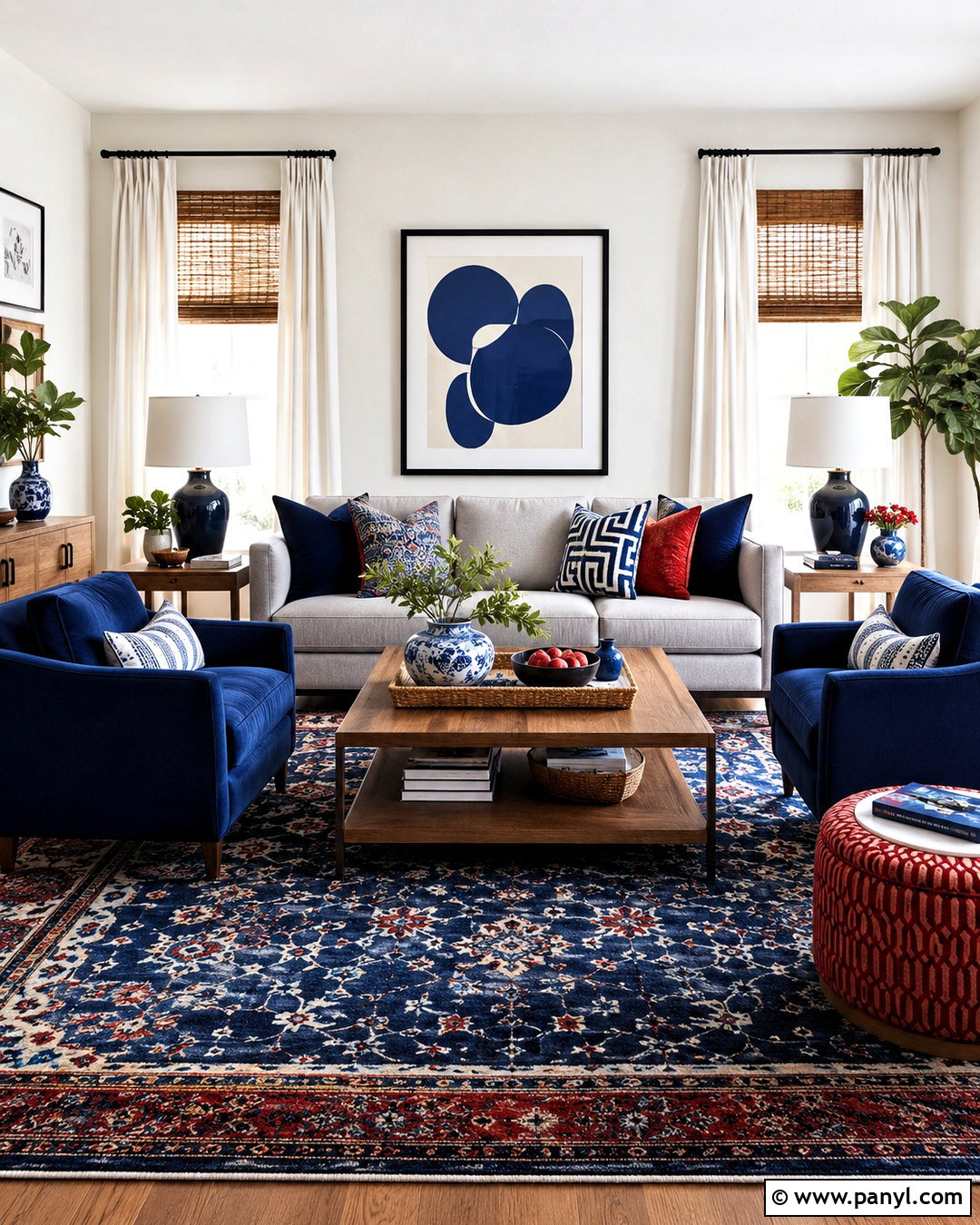 Cobalt Blue And White Living Room - 20 colour schemes for living room ideas