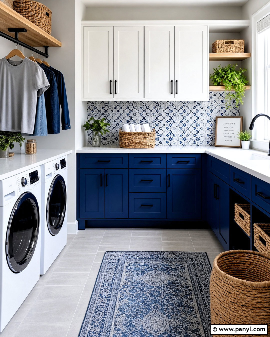 Cobalt Blue And White Two Tone Laundry Room - 20 two tone room ideas