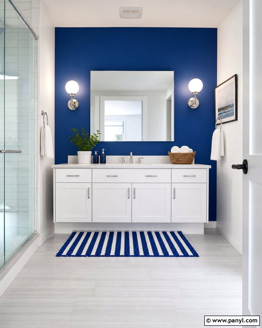Cobalt Blue Bathroom Accent Wall - 30 Accent Wall Bathroom Painted Ideas
