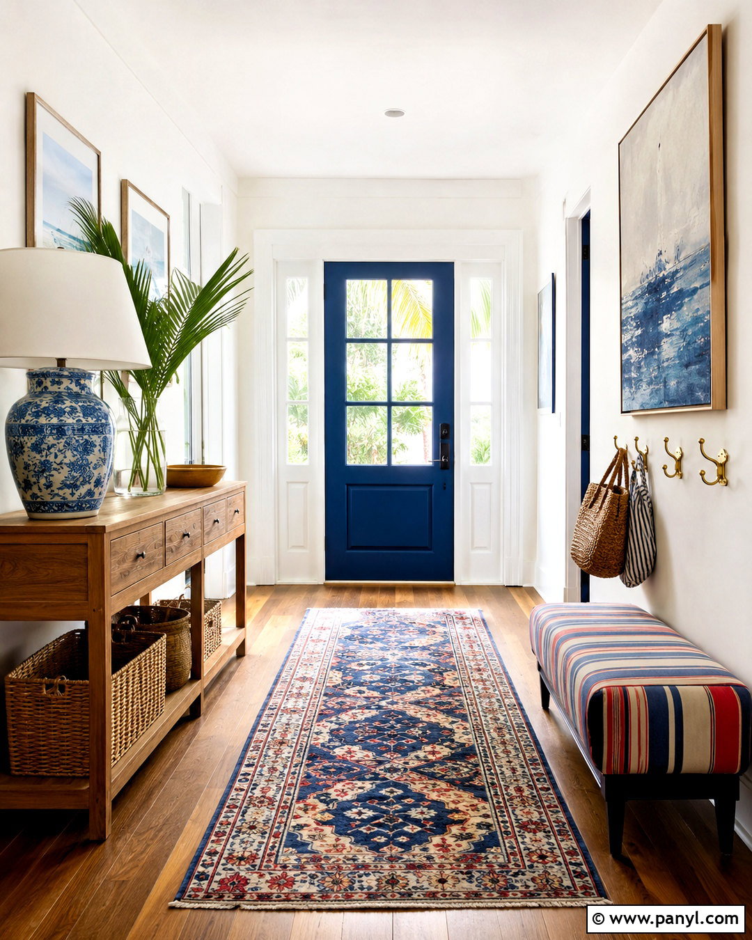 Cobalt Blue Beach House Entryway - 20 colorful beach house decor ideas