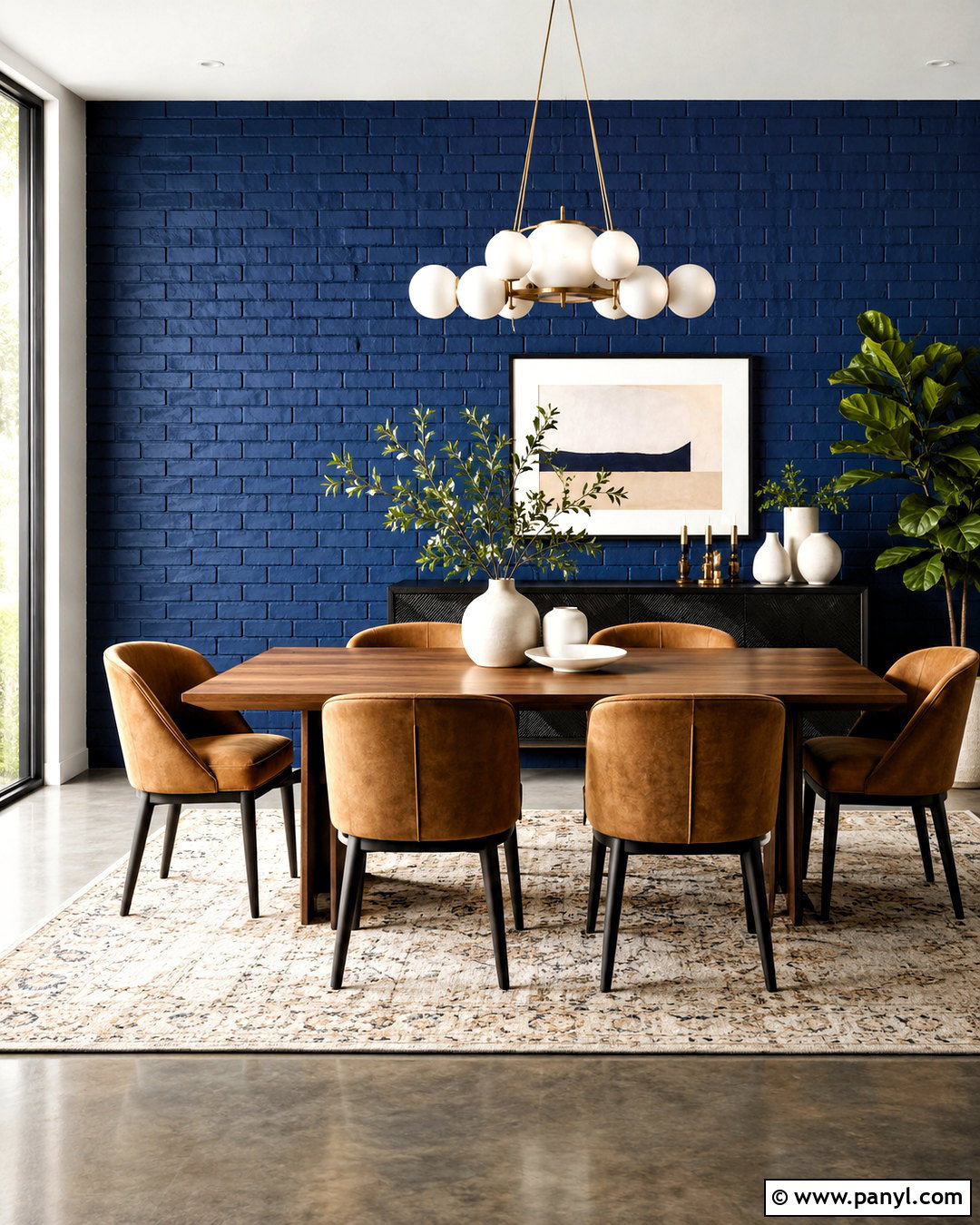 Cobalt Blue Brick Dining Room Wall - 20 blue brick wall ideas