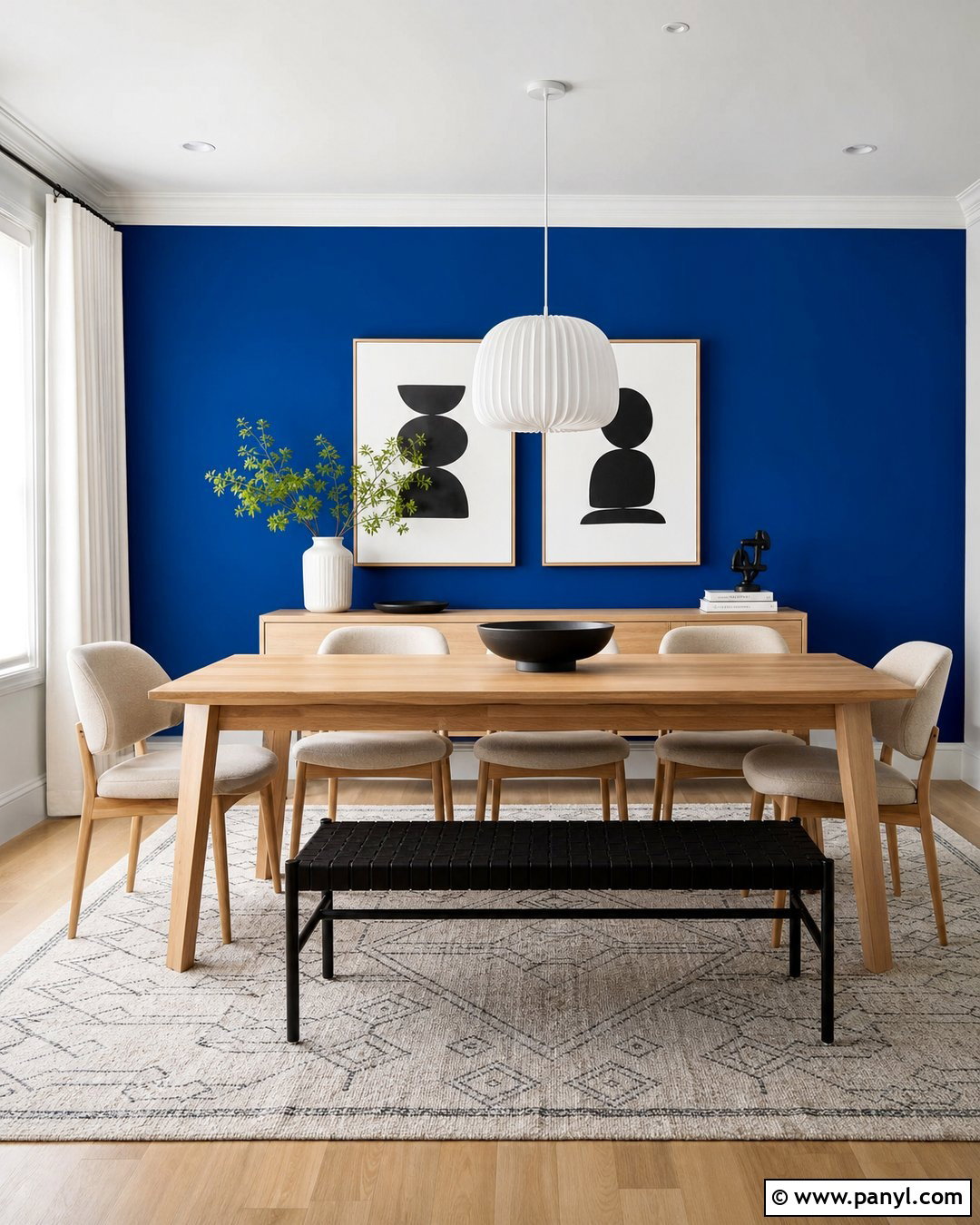 Cobalt Blue Dining Room Painted Wall - 20 Room One Wall Painted Ideas