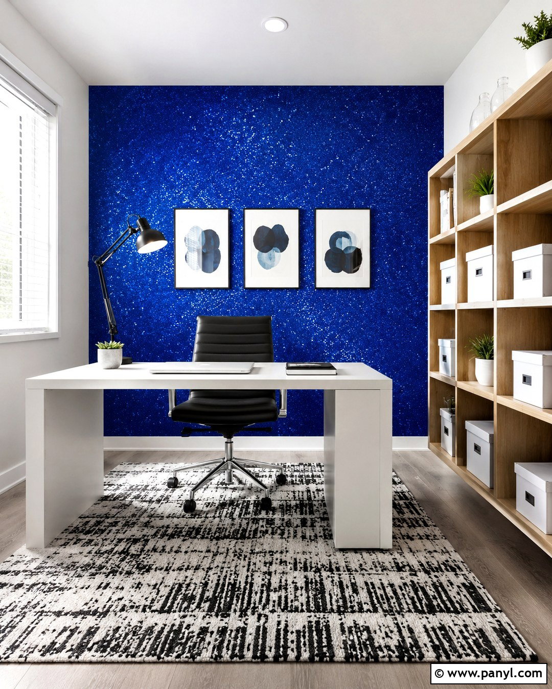 Cobalt Blue Glitter Home Office Wall - 20 Blue Glitter Wall Paint Ideas