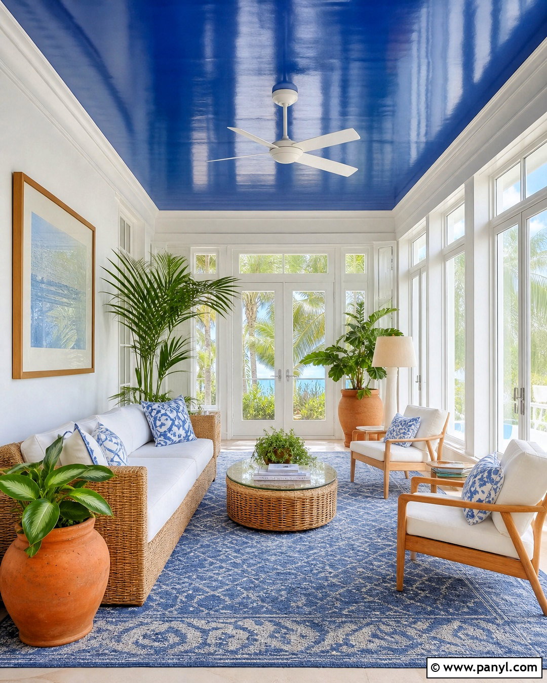 Cobalt Blue High Gloss Sunroom Ceiling - 20 high gloss ceiling ideas