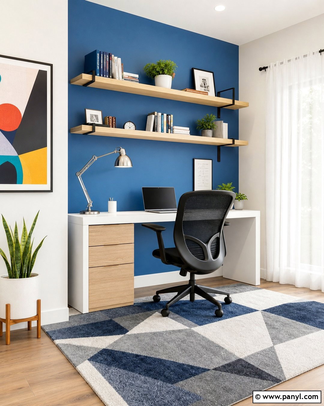 Cobalt Blue Home Office Accent Wall - 25 Home Office Accent Wall Color Ideas
