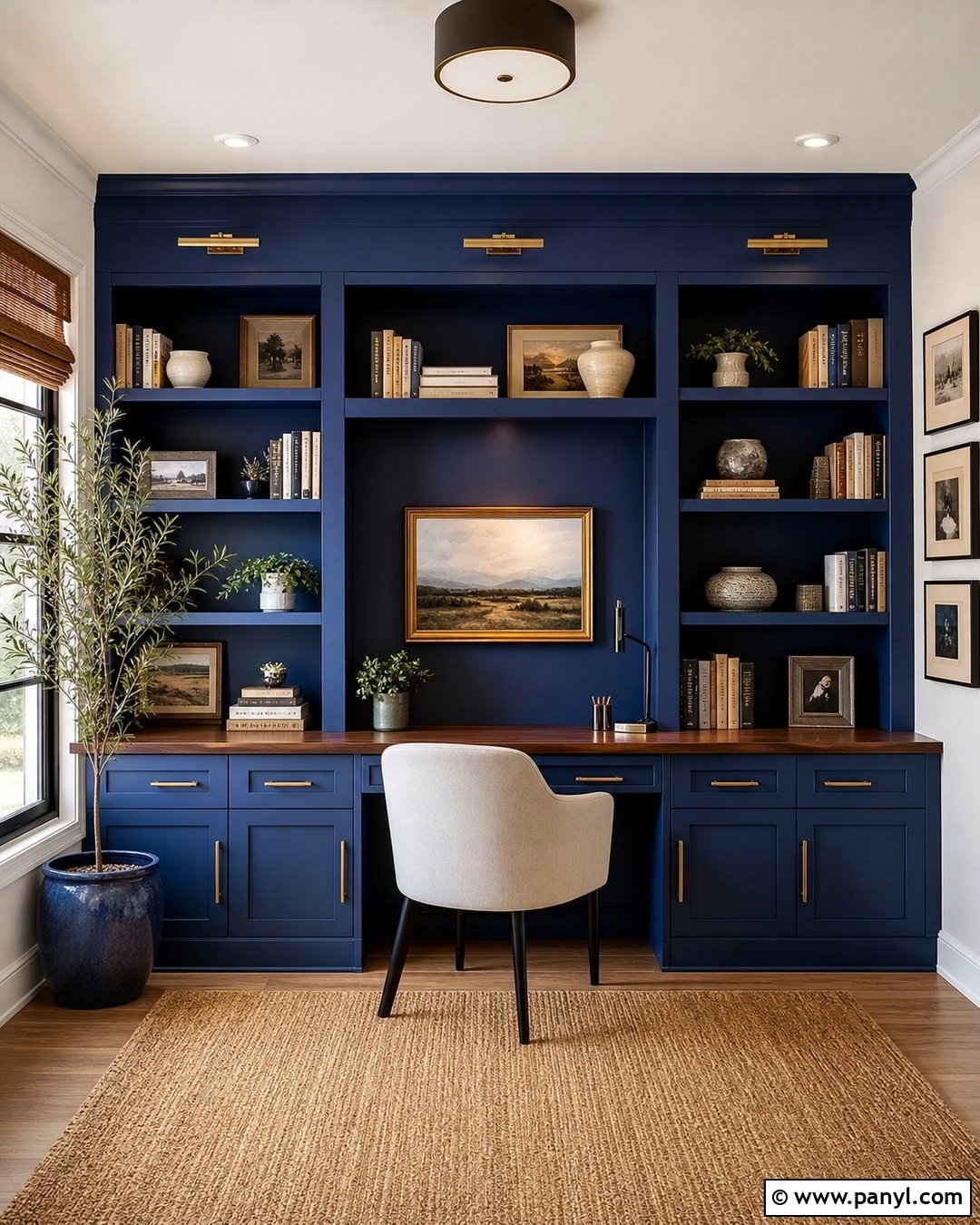 Cobalt Blue Home Office Built-Ins - 20 Cobalt Blue Interior Paint Ideas