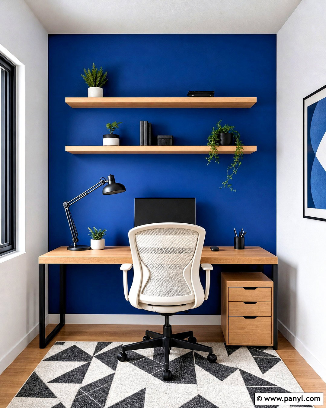 Cobalt Blue Home Office Wall - 20 blue wall design ideas