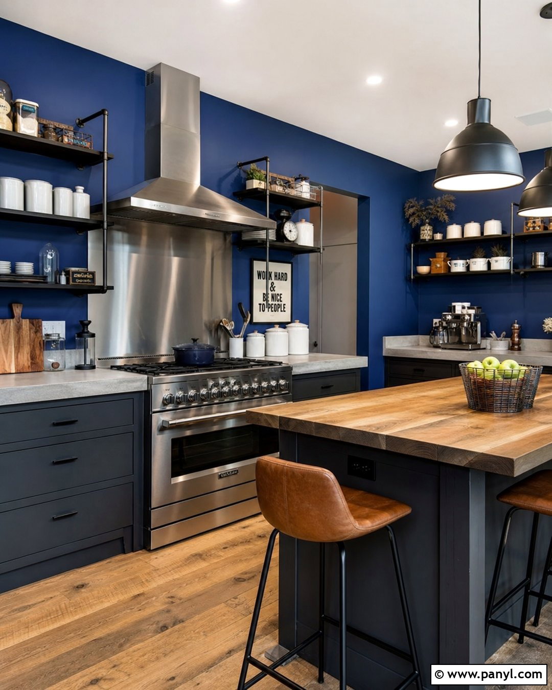 Cobalt Blue Industrial Kitchen Walls - 20 cobalt blue kitchen walls