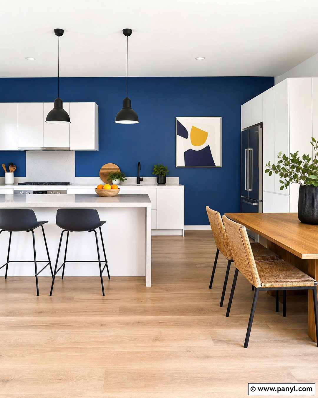 Cobalt Blue Kitchen Accent Wall - 20 Modern Kitchen With Colorful Accent Wall Ideas