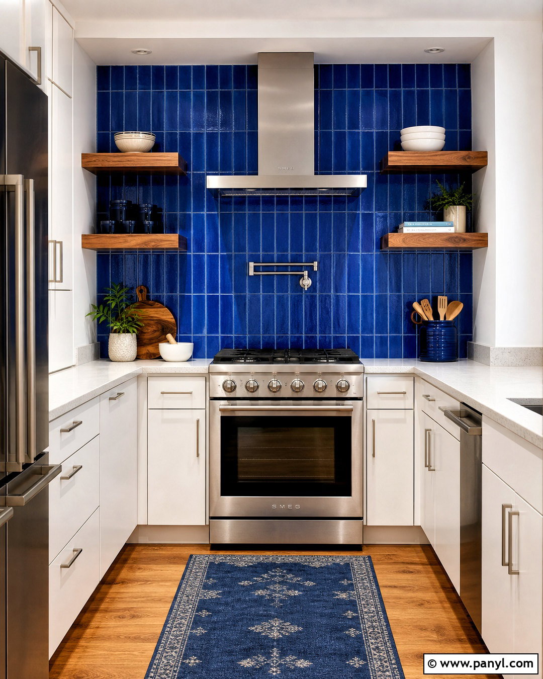 Cobalt Blue Kitchen Backsplash - 20 small blue kitchen ideas
